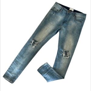 URKOOL men’s size 30 distressed skinny jeans light wash stretch
